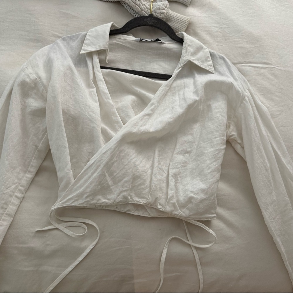 Zara linen inspired material wrap top